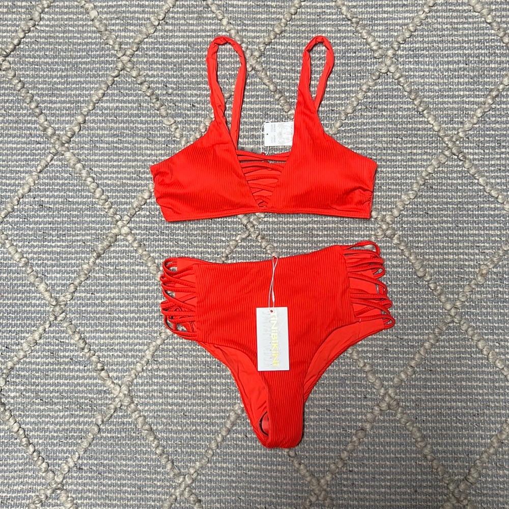 Tinibikini swimwear brand Red two piece swim suit